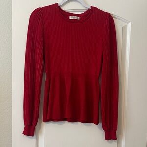 Elegant Red Ribbed Women's Top